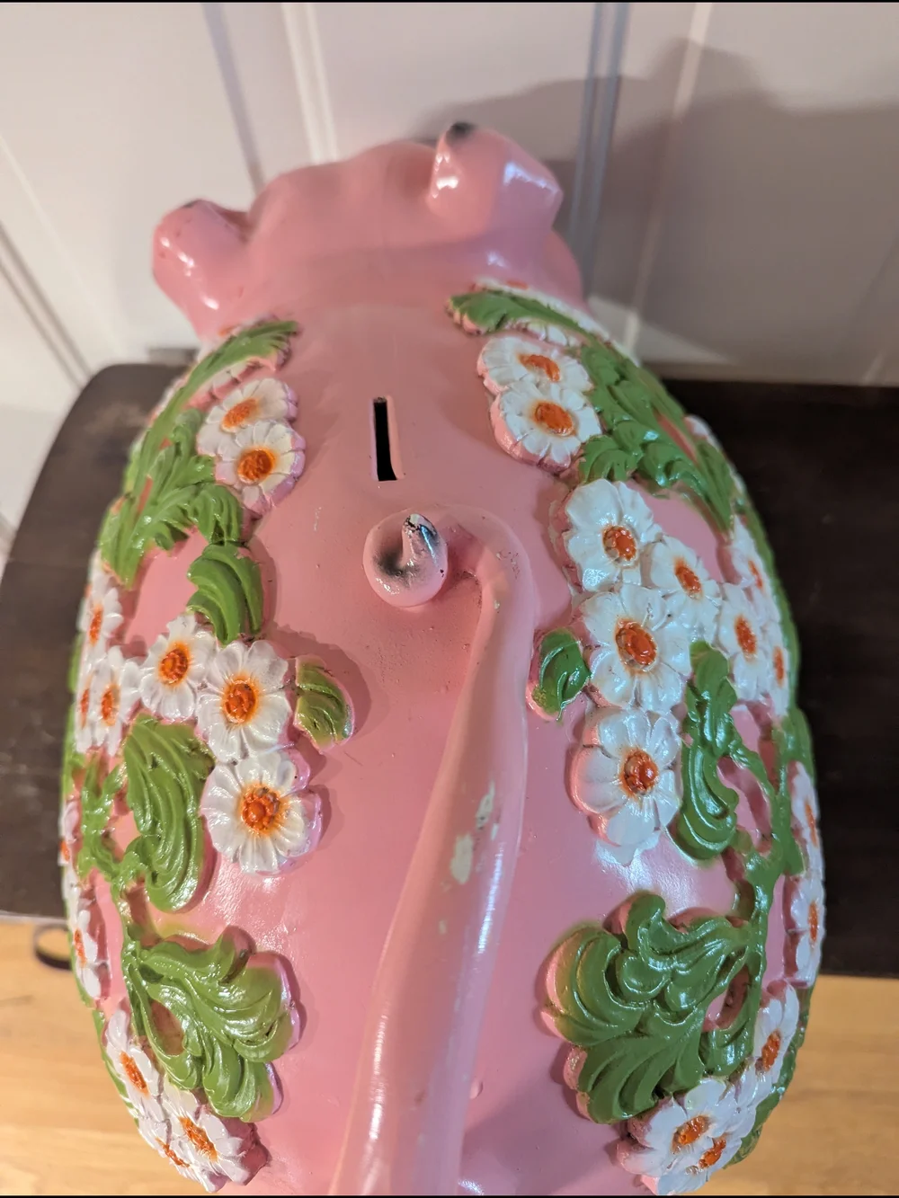Vintage 1976 Pink Floral Ceramic Pig Piggy Bank - Picture 9 of 16